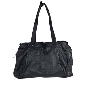 Lululemon Black Faux Leather Gym Workout Yoga Travel Bag!